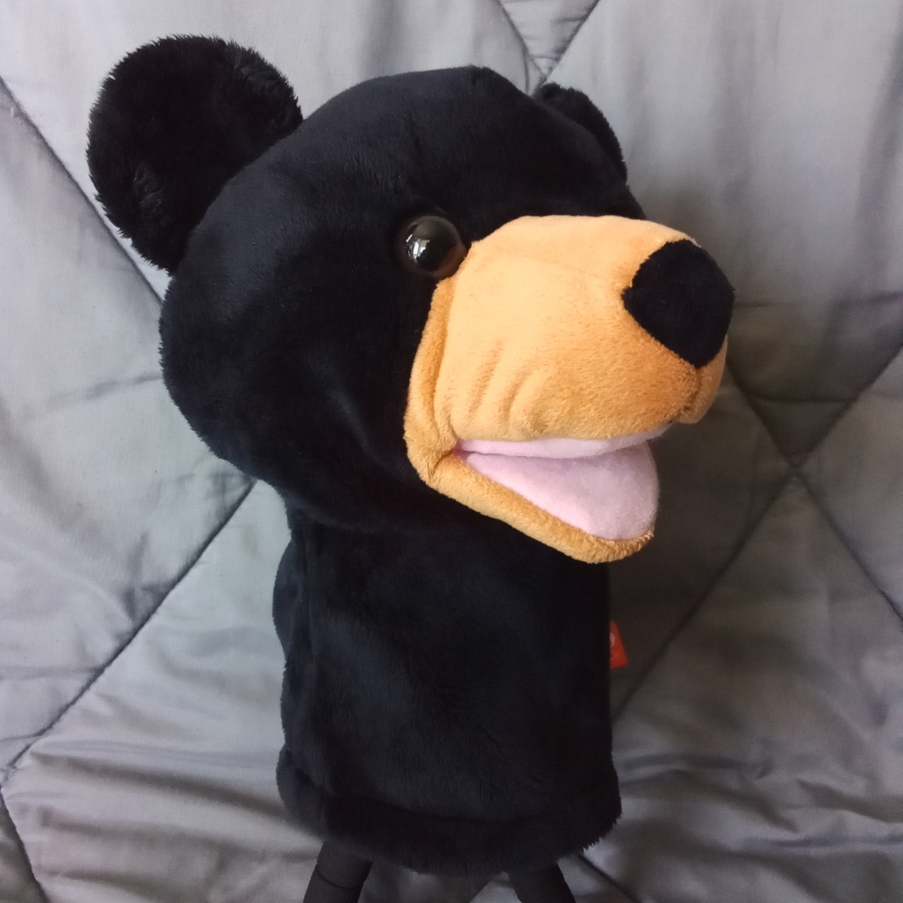 Wild Republic Black Bear Plush Hand Puppet 9" Sound Feature Stuffed Animal RARE
